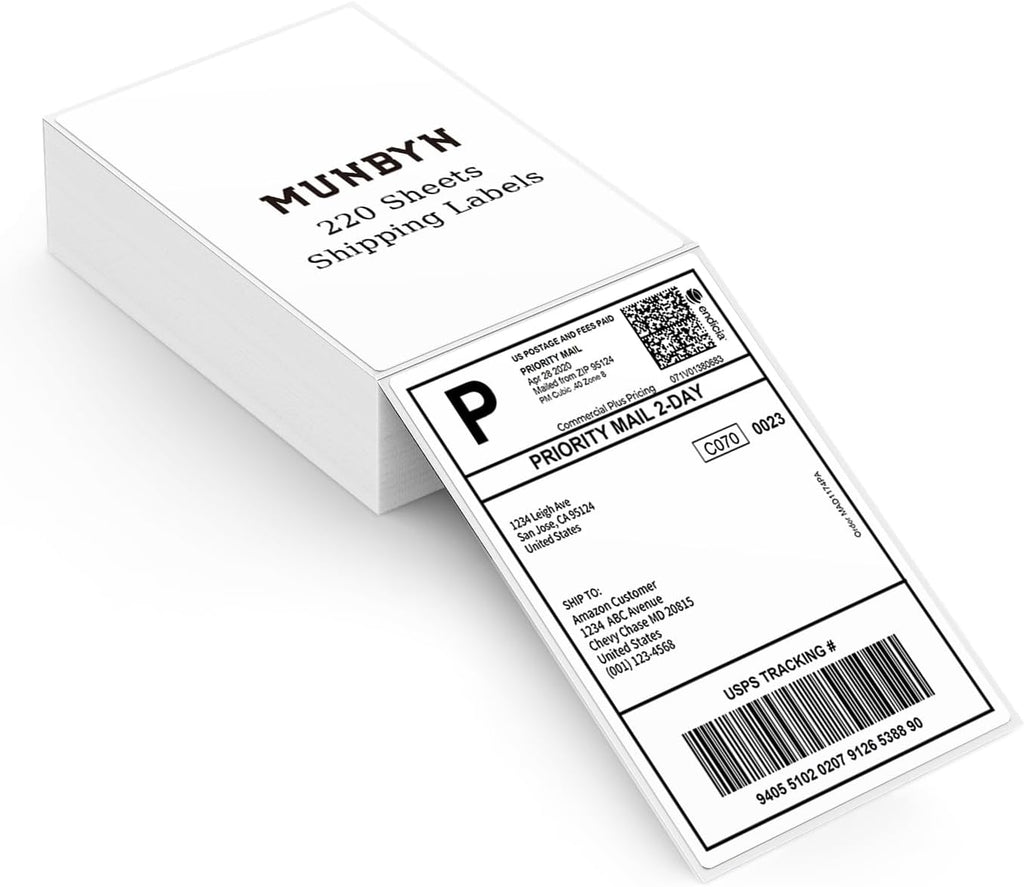 4x6 Thermal Printer Labels, Commercial Grade, 220 Sheets/Stack | 4"x6" Fanfold Shipping Labels, No BPA and BPS, Print
