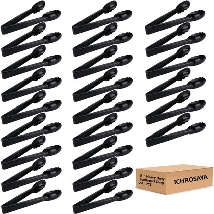 Plastic Serving Tongs Disposable Kitchen Tongs for Food Salad | 9 Inch Heavy Duty, BPA free, 24 Pcs, Perfect for