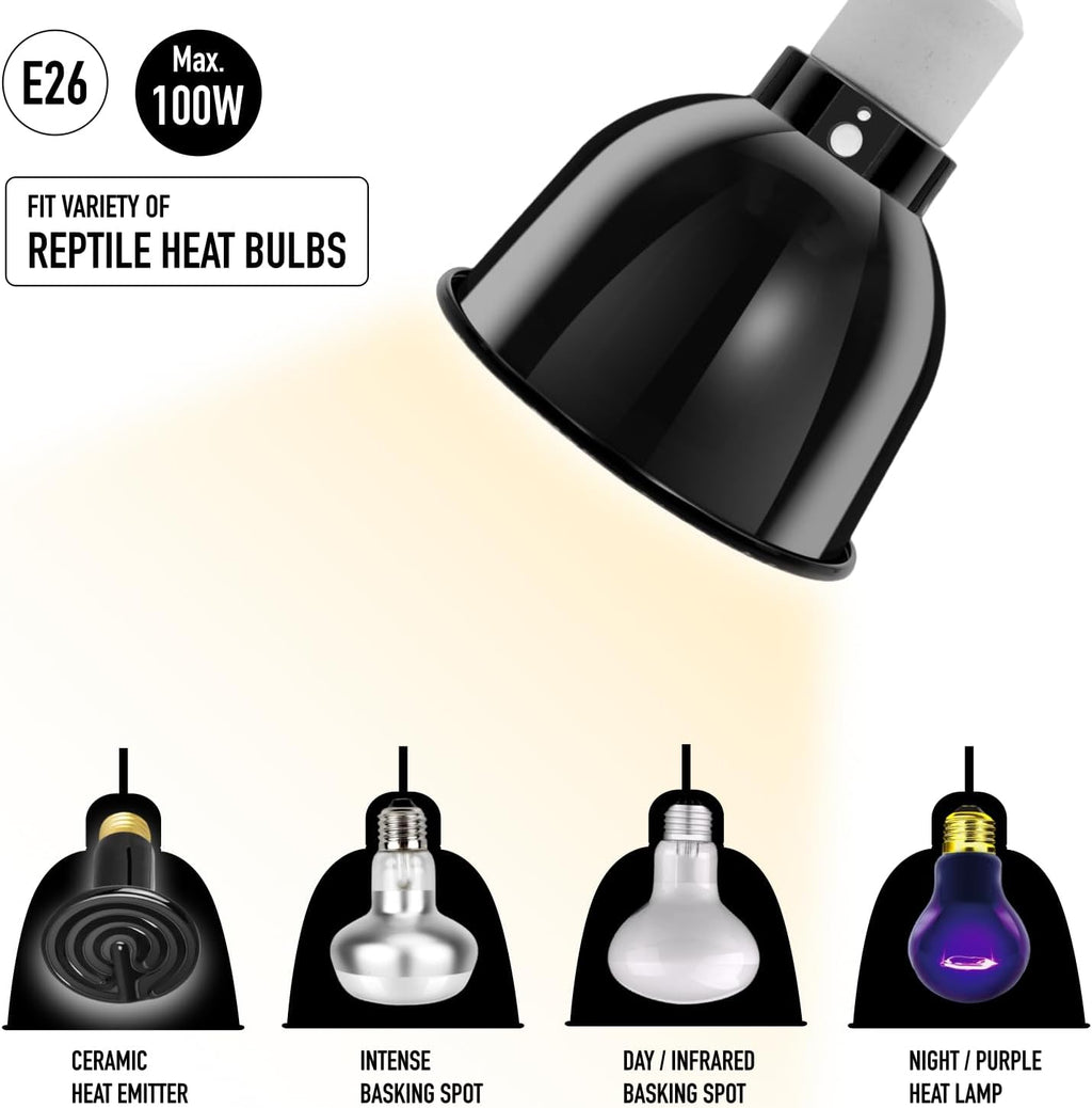 Reptile Light Fixture, 5.5'' Standard Dome for Reptile Basking Bulb Light/Heat Lamp/Ceramic Heat Emitter, 5.5 Inch