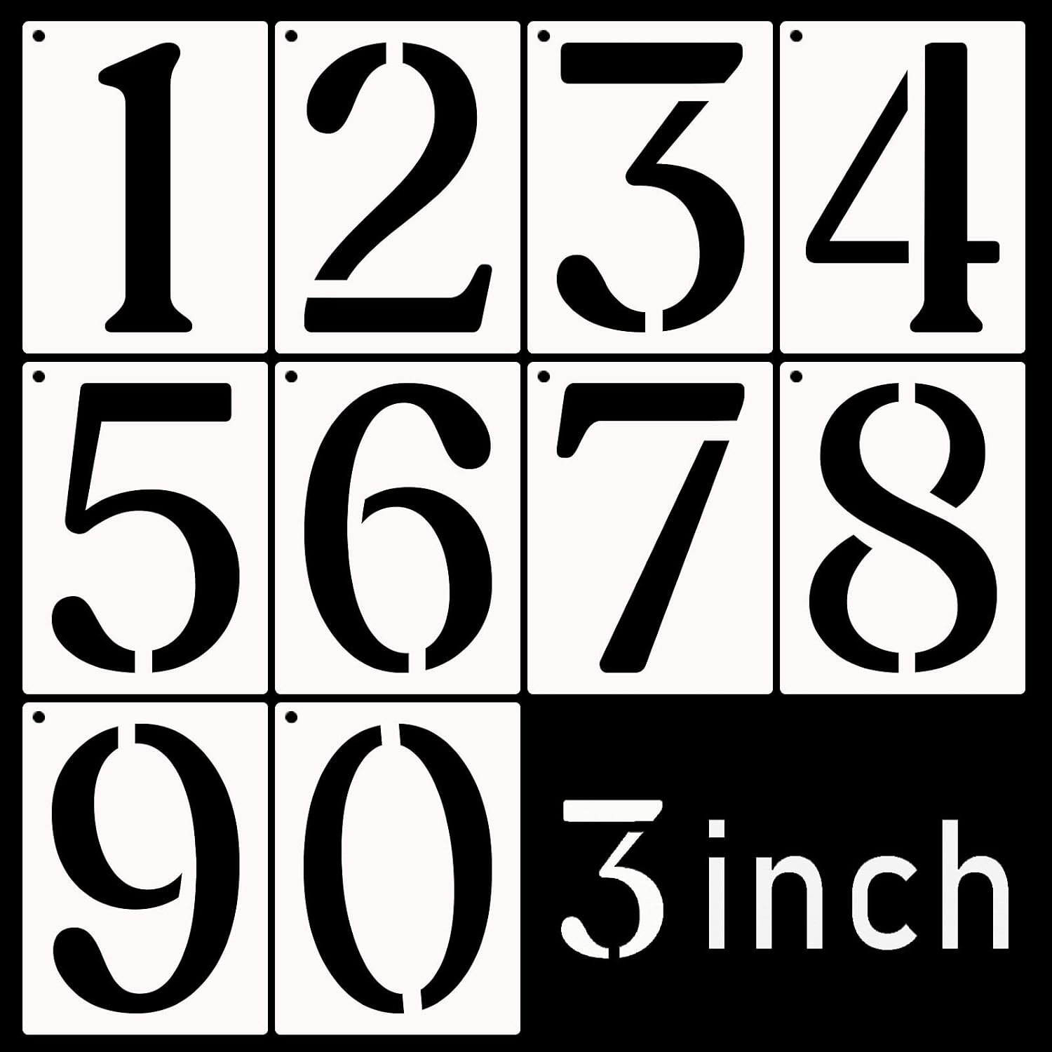 DXCYZ 3 Inch Large Number Stencils Kit 0-9 Address Number Stencil, 10PCS Reusable Plastic Painting Number Templates