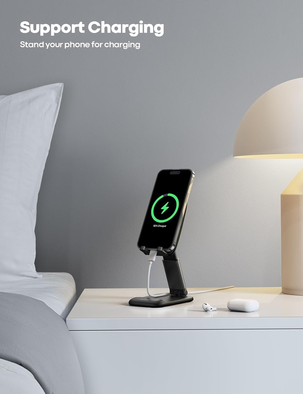 Cell Phone Stand for Desk - [Height Adjustable] Foldable Mobile Phone Holder, Portable Stand for iPhone 17 16 15 14