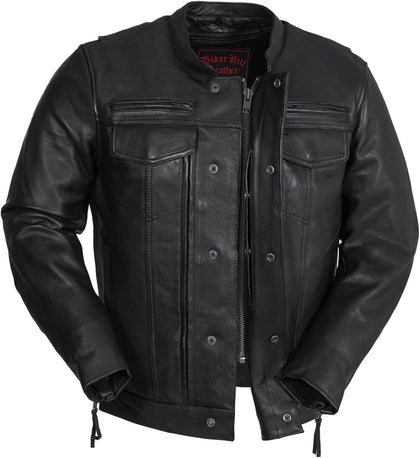 Mens Motorcycle Leather Riding Jacket | Leather Motorcycle Biker Jacket Men (XL)