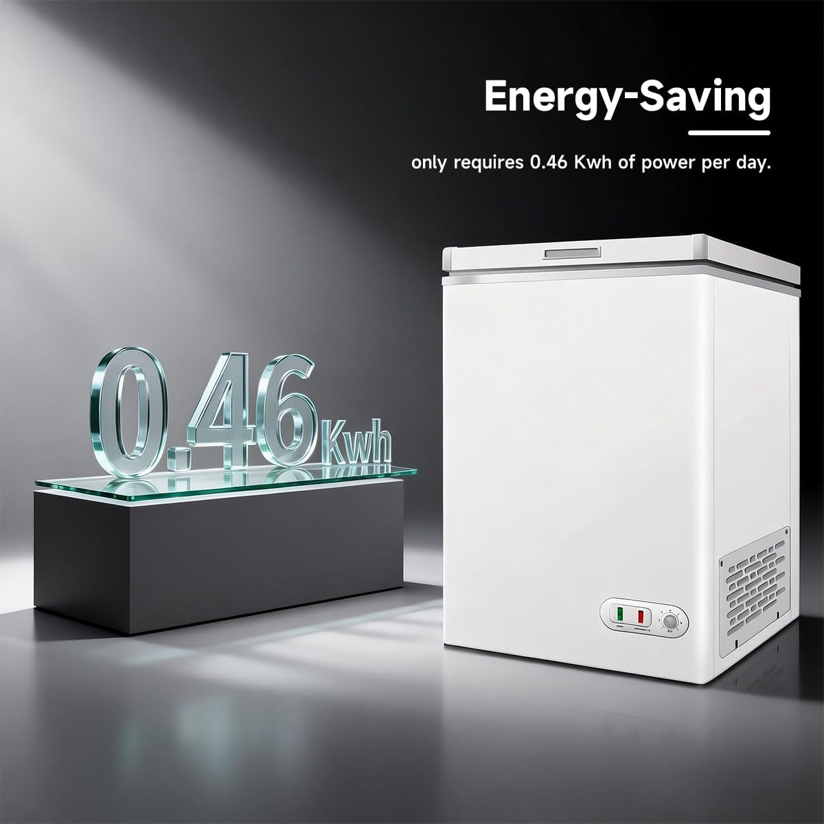 3.0 Cu.ft Deep Chest Freezer, Commercial Solid Top Freezer with Lockable Stay-Open Lid, 7-Level Temp Control, Manual