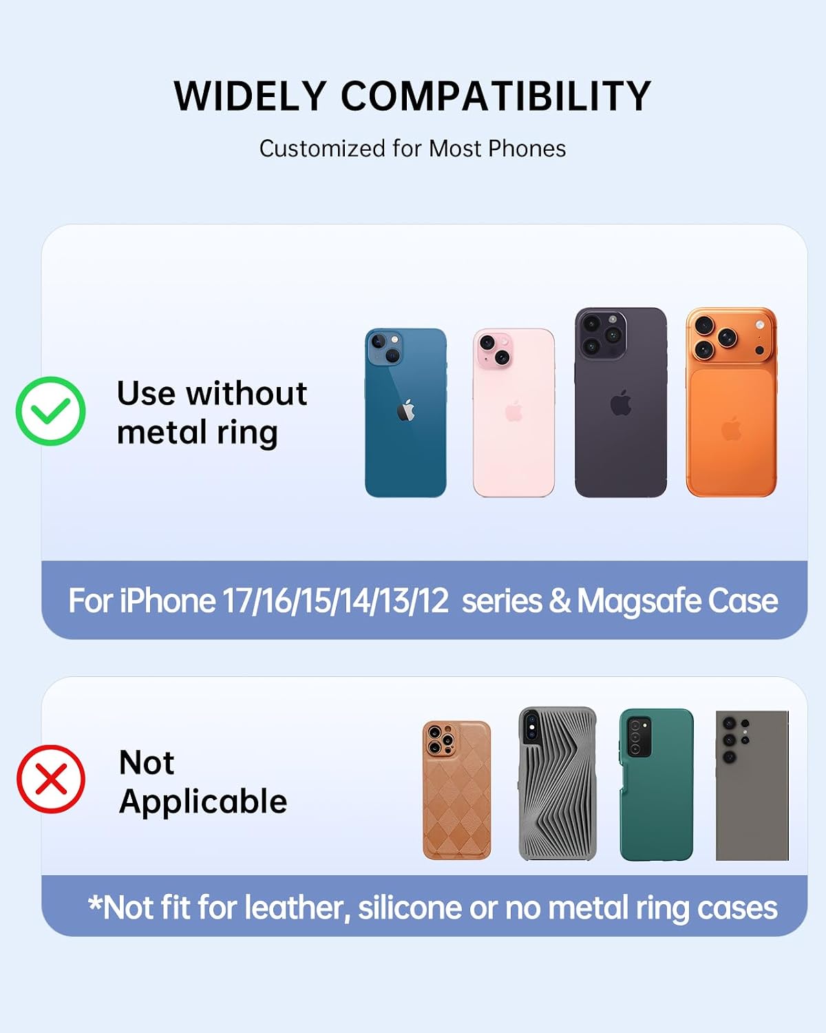Magnetic Phone Ring Holder with MagSafe - Magnetic Phone Grip MagSafe Ring Holder Magnet Removable Cell Phone Stand