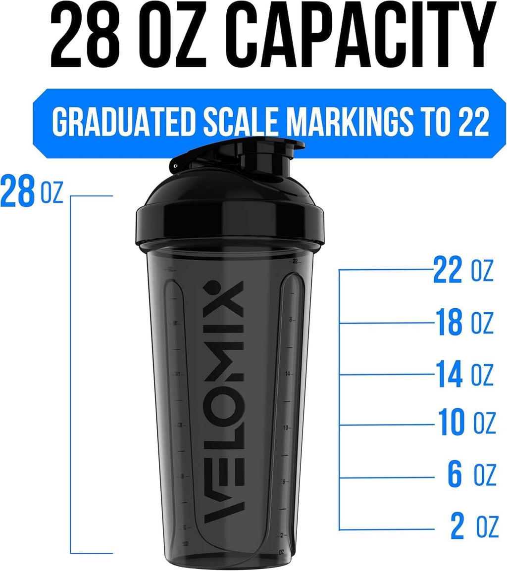 6 Pack 28oz Shaker Cups for Protein Shakes, Blacks to Transparent | 6x Wire Whisk, Leak Proof Protein Shaker Bottle