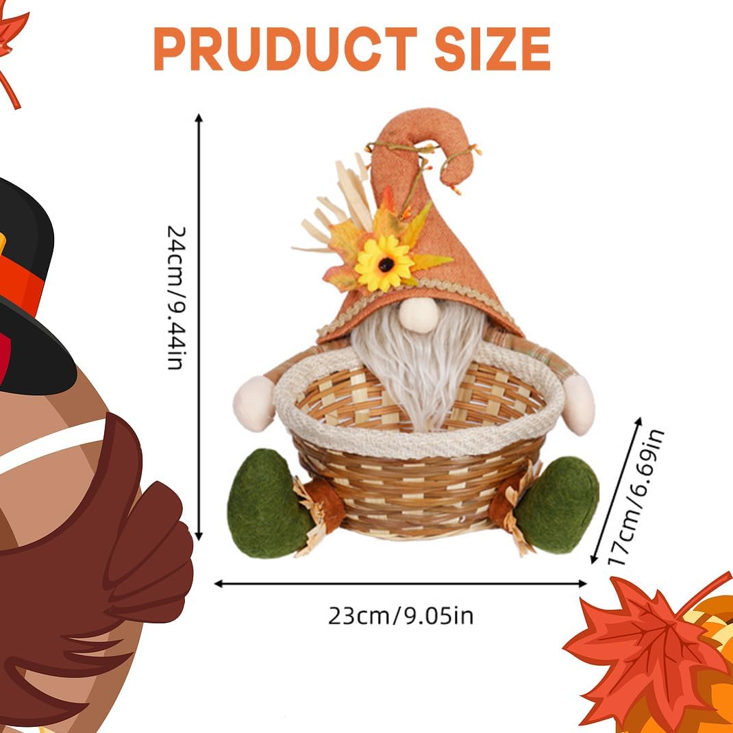 Fall Decorations - Thanksgiving Gnome Dolls Set of 2 Harvest Plush Doll with Basket Storage Autumn Boy Girls Gnome