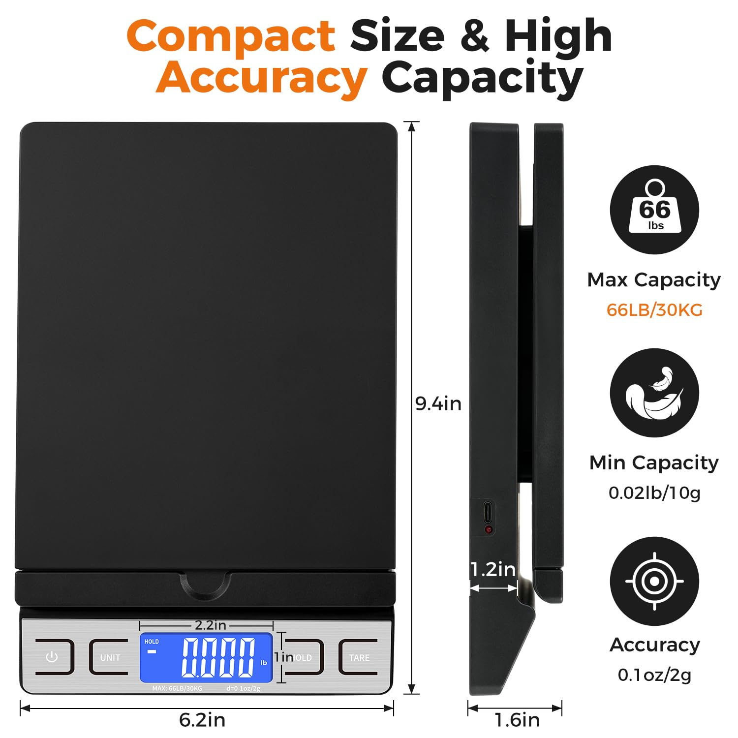 Shipping Scale,High Accuracy 0.1oz,Digital Postal Scale,Mail Scale Featuring Envelope Flip