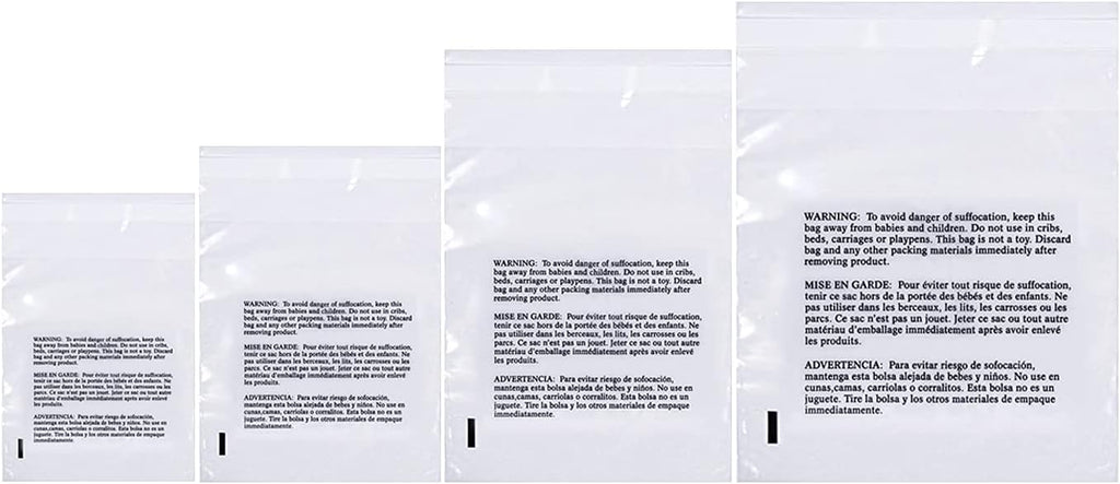 Poly Bags Suffocation Warning 400 pc Combo Pack 4x6 5x7 6x9 8x10 Resealable