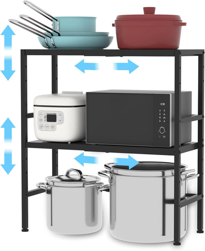 2-Tier Expandable Metal Storage Shelves, 150LBS Heavy Duty Shelving Units and Storage,Adjustable Utility Organization
