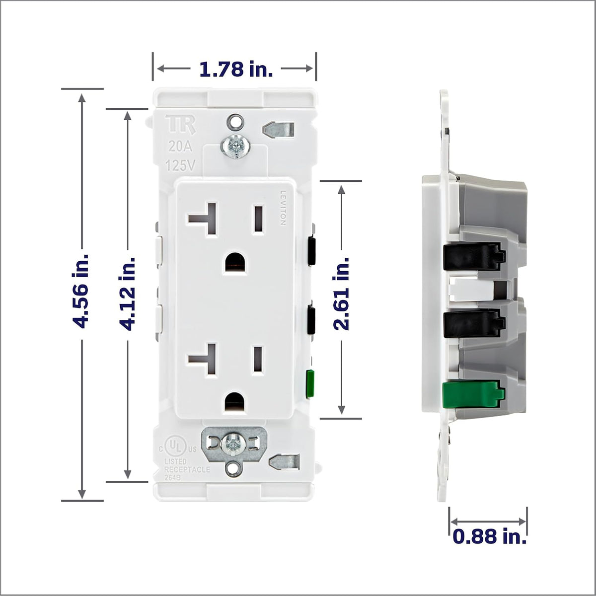Leviton Lever Edge 20 Amp Tamper-Resistant Duplex Wall Outlet, 10-Pack, E5825-MW, White