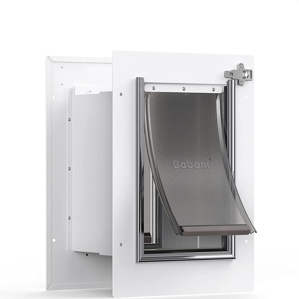 Pet Door for Wall, Steel Frame and Telescoping Tunnel, Aluminum Lock, Double Flap Dog Door and Cat Door, Strong and