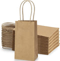 Mini Gift Bags with Handles 3.5x2.4x6.7 Inch Brown 100 Bulk Pack