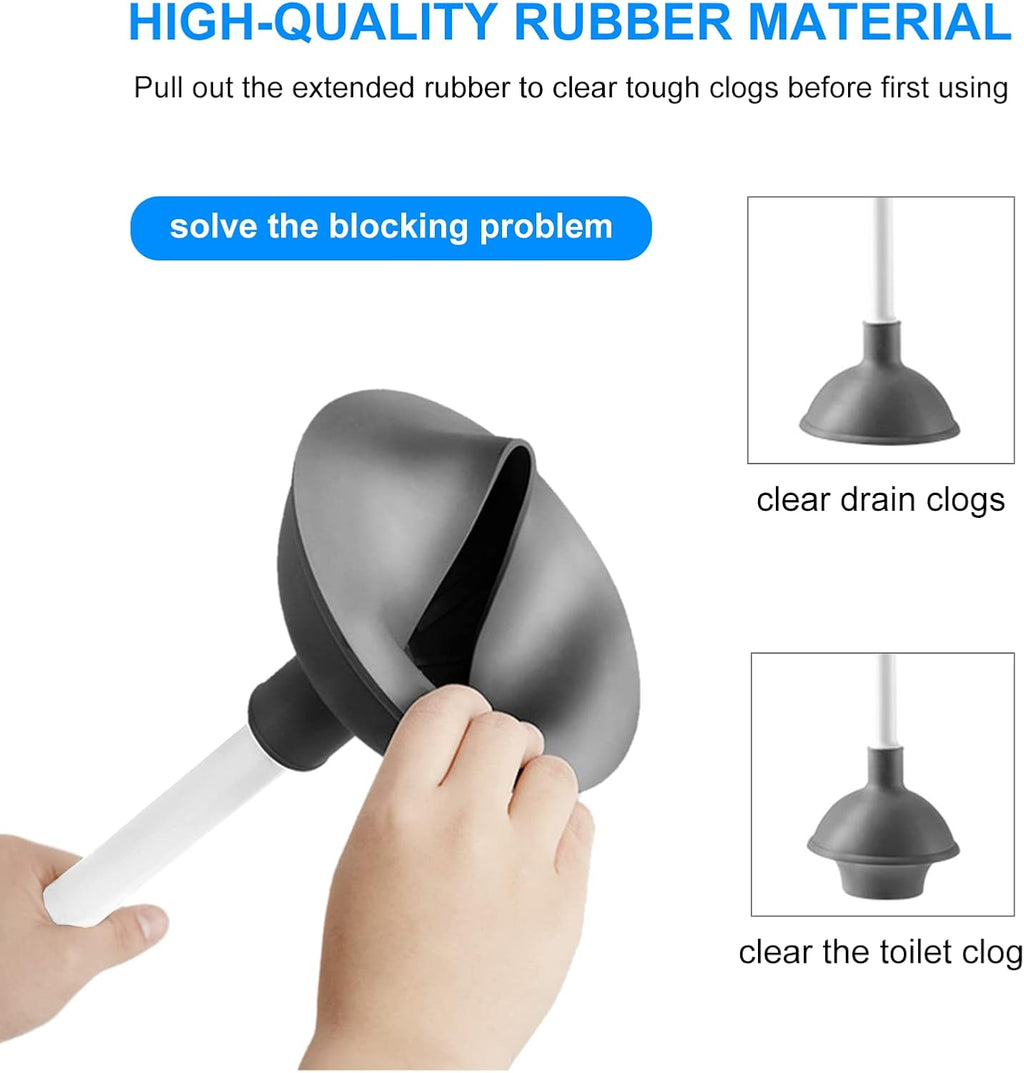 Toilet Brush and Plunger Set, Semi-Hidden Toilet Plungers, White | Heavy Duty Toilet Bowl Brush and Holder for