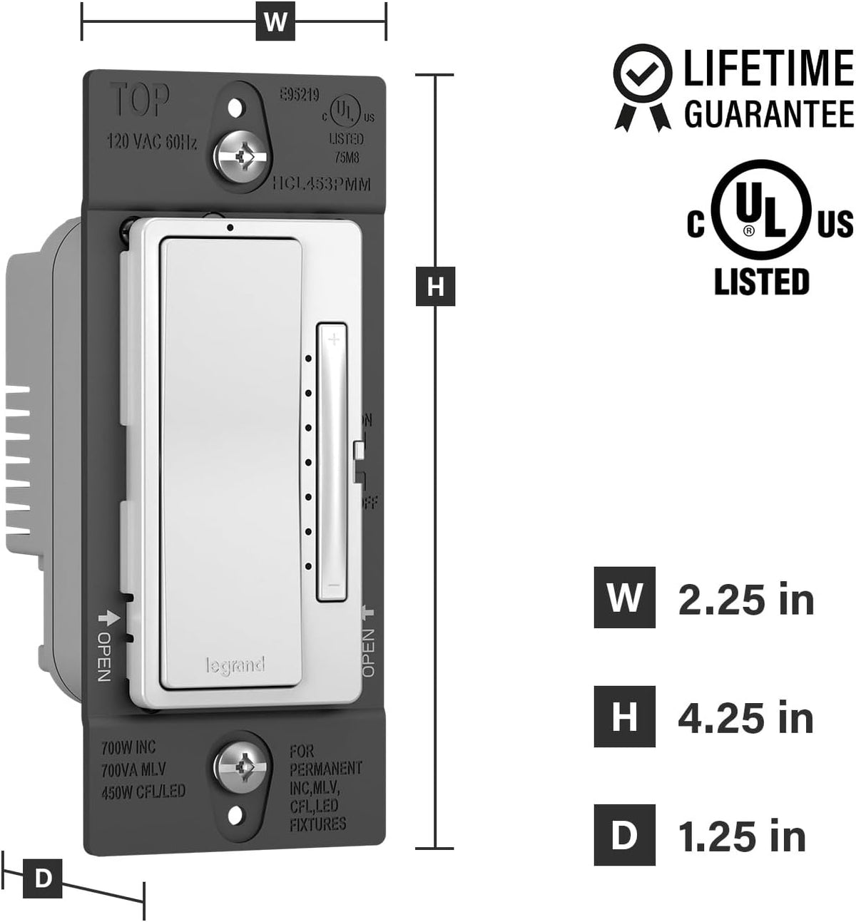 Legrand Radiant 450W Master Multi-Location LED Dimmer Switch White 1-Pack