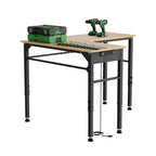 L-Shaped Adjustable Workbench with Power Outlets, 2000 LBS Heavy Duty Corner Work Bench, 0.8" Solid Wood Top Work