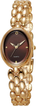 Women’s Oval Bracelet Watch – Minimalist Beaded Link Watch, Lightweight Oval Dial, Quartz Analog Timepiece