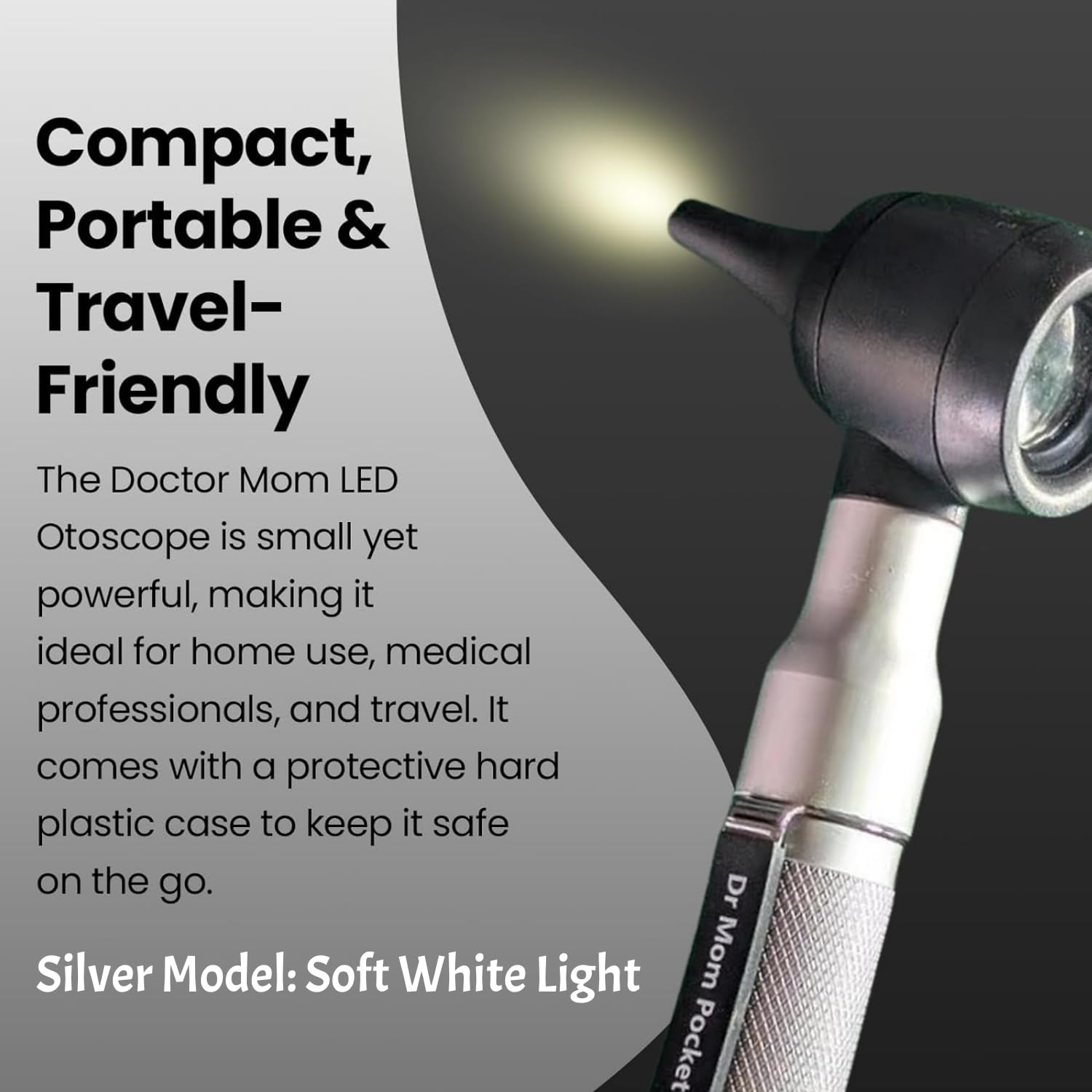 4th Generation Doctor Mom LED Pocket Pro Otoscope with Both Adult and Pediatric Disposable Specula Tips, Battery, and