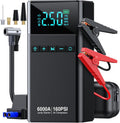 10-in-1 Portable Car Battery Jump Starter with Air Compressor, 6000A 160PSI Portable Car Jumper Starter (All Gas 12L