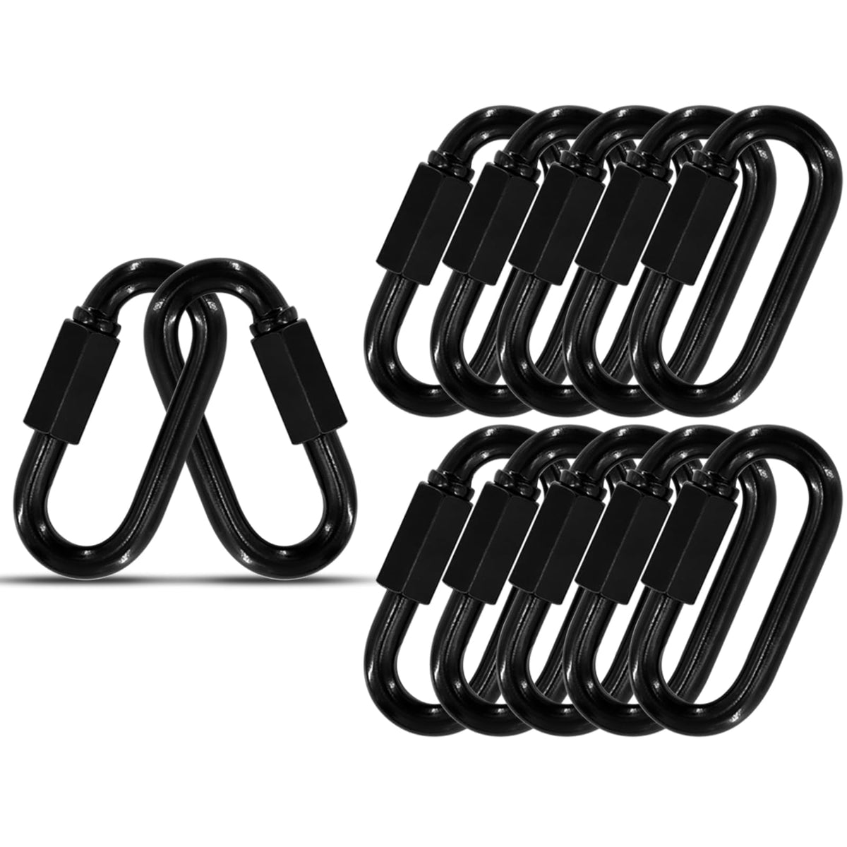 2.3IN Quick Link,Heavy Duty Locking Carabiner (12PCS,Black)