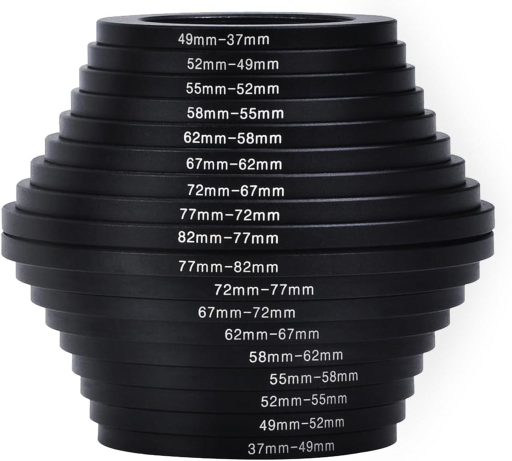 Metal Step-Up/Down Ring Adapter Compatible with Mirrorless Cameras DSLR Lens, UV CPL ND Filter Thread Converter