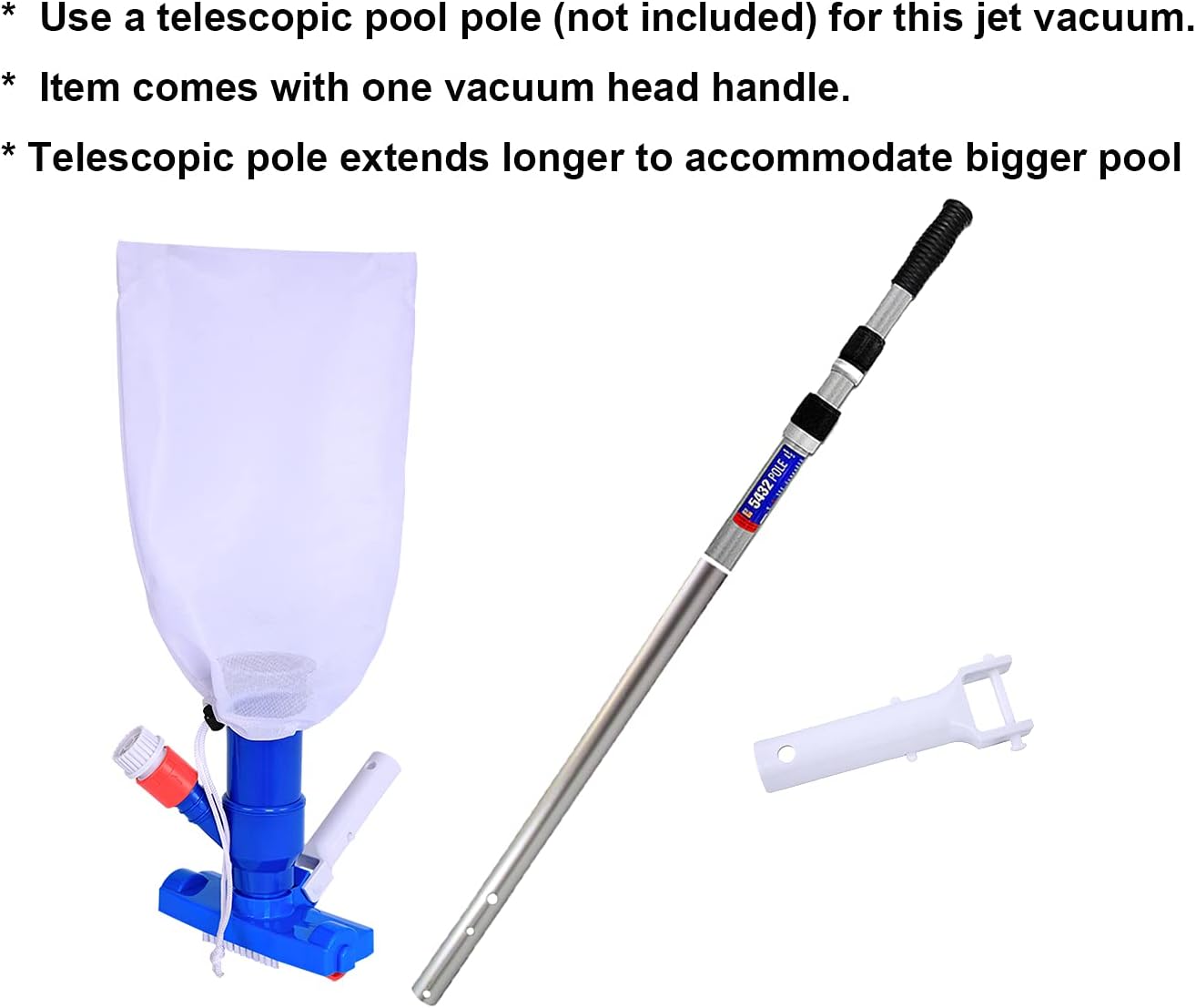 Pool Spa Jet Vacuum Cleaner w/Brush for Frame Above Ground/Inflatable Pools, Spa, Hot Tub Vacuuming, Use Water