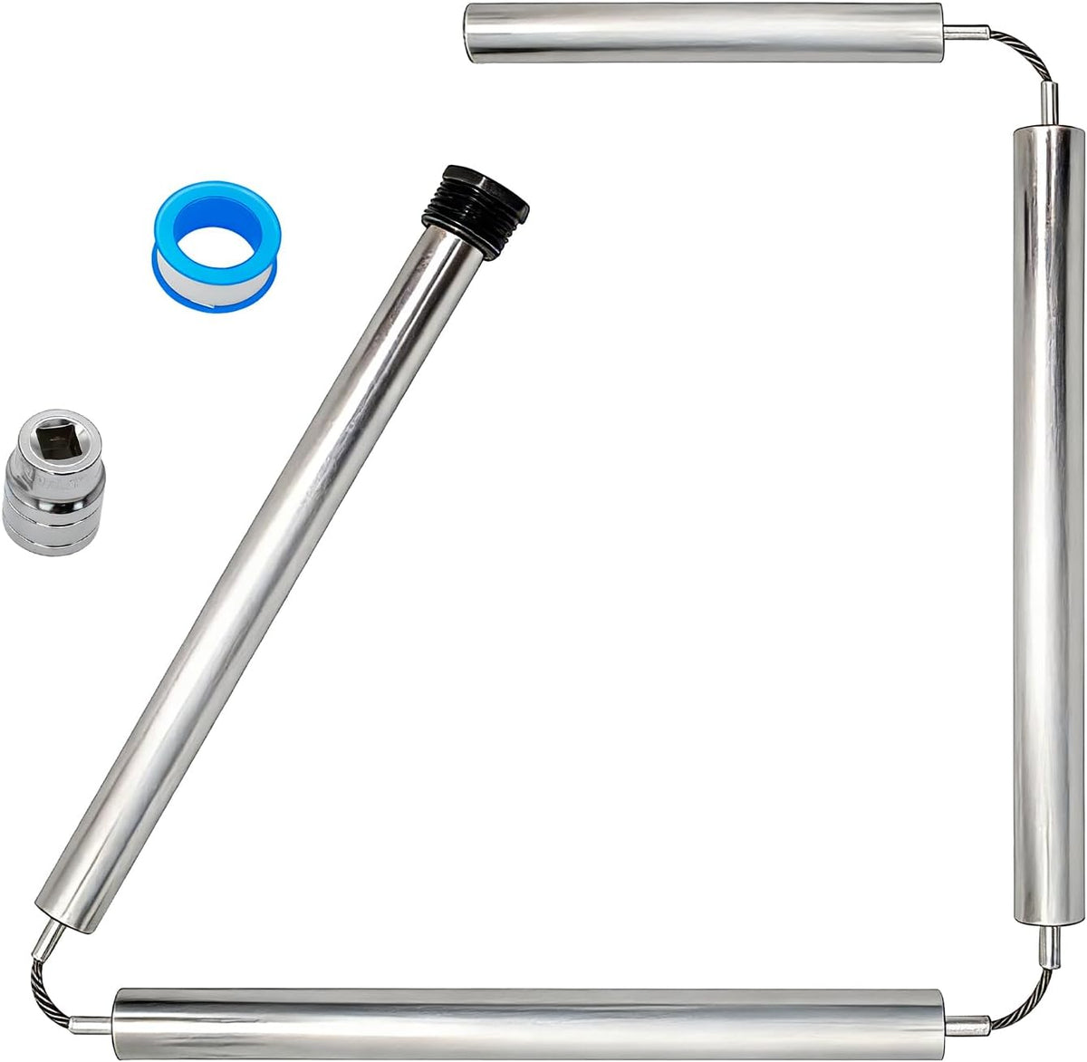 44" Flexible Magnesium Anode Rod for Water Heater with 1-1/16" Hex Socket Tool & Tape, Compatible with Rheem, Reliance, Richmond, Kenmore, GE, AO Smith, State & More – Extends Tank Life