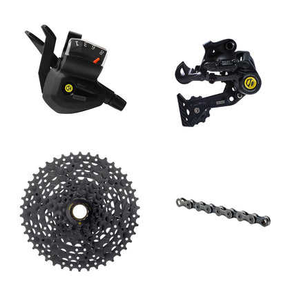 Four 8 Speed Compact Display Multi Shift Cycling Groupset with Rear Derailleur, Shifters, Cassette, Chain, Shift