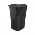 32 Gallon Outdoor Trash Can with Wheels, Heavy Duty Garbage Bin for Patio | Rugged Polypropylene Material, Click Lock