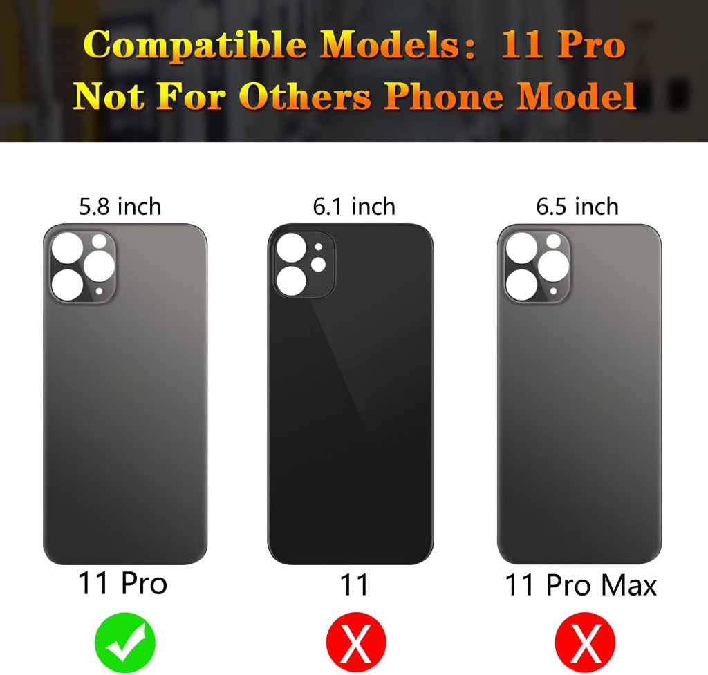 Back Screen Glass Cover Replacement Compatible with iPhone 11 Pro 5.8"(Gray)