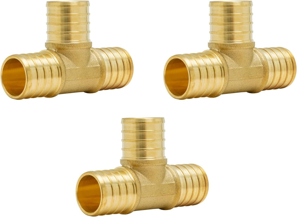 SUNGATOR 3-Pack 1 Inch PEX Tee, Brass PEX T Fittings 1"