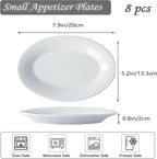 8 Inch Oval Ceramic Plate Set of 8, Ceramic Salad Plates Set