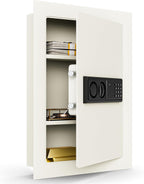 Electronic Wall Hidden Safe Security Box, Built-In Wall Electronic Flat Security Safety Cabinet (White)