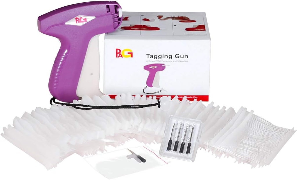 Standard Tagging Gun Price Tag Attacher Gun for Clothing with 5 Needles and 2000 2" Barbs Fasteners, Purple