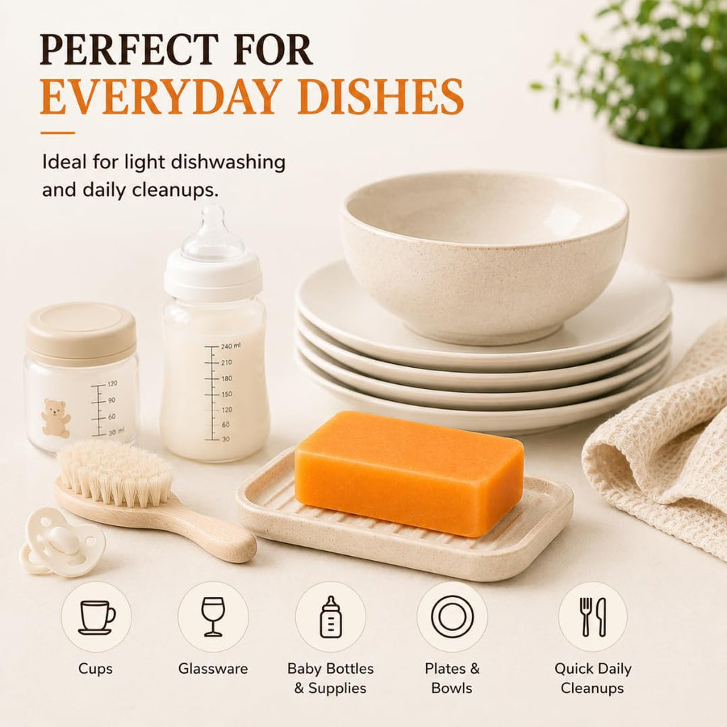 7 Dish Soap Bars | Citrus Essential Oil Formula | Natural & Organic Ingredients | Gentle on Hands | For Plant-Based