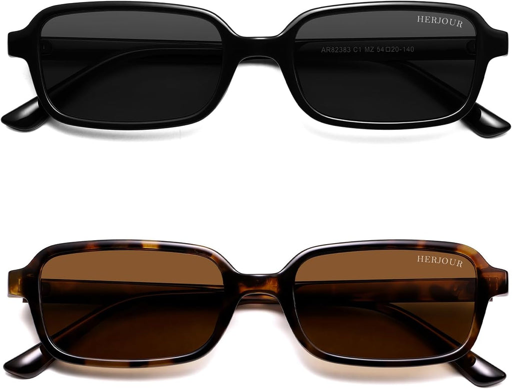 Polarized 90s Y2K Rectangle Sunglasses for Women | Classical Vintage Square Shades AR82383