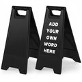 2 Pack 24" Height Blank Floor Sign Black A-frame Foldable Caution Sign Stick/Write-On Double Sided Safety Warning for