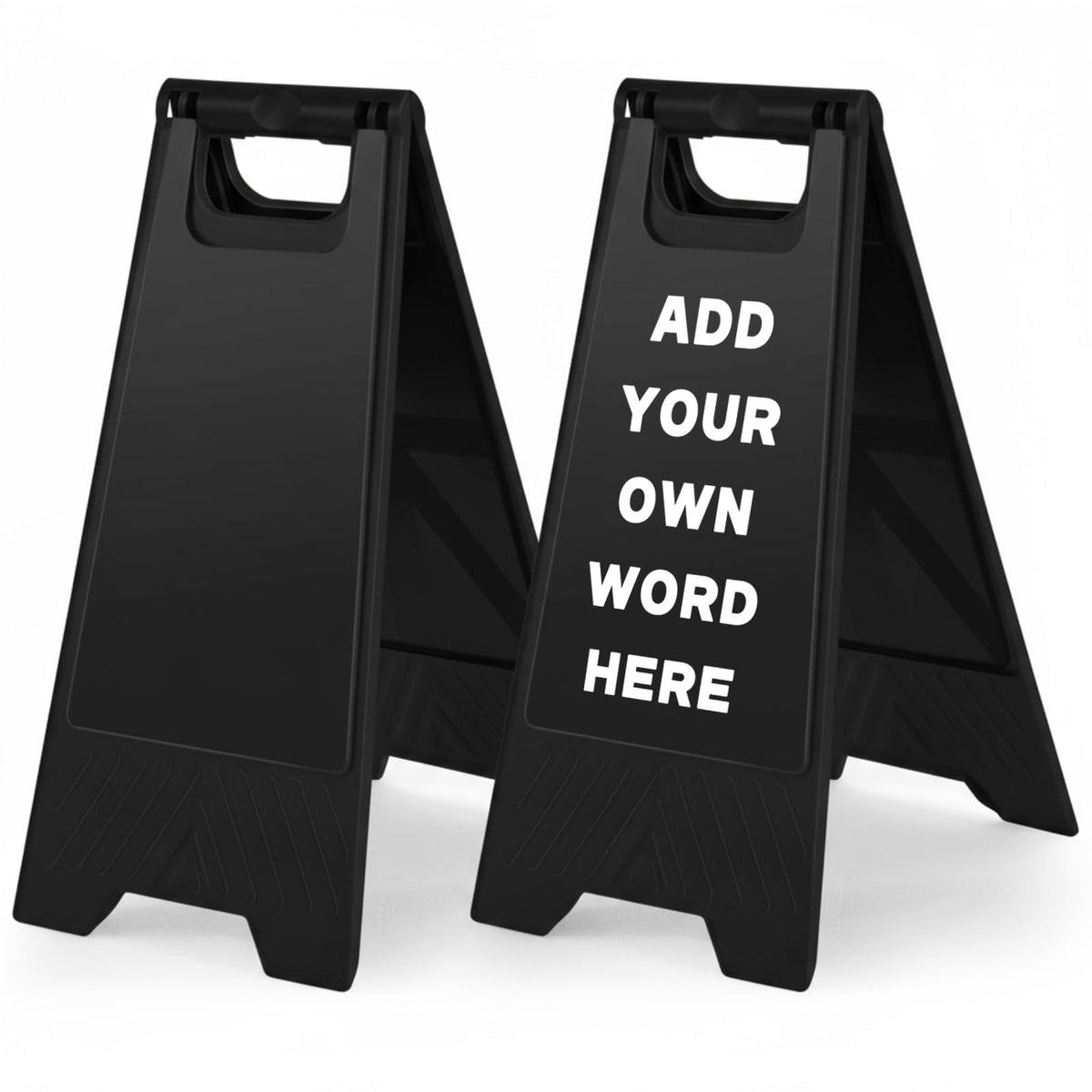 2 Pack 24" Height Blank Floor Sign Black A-frame Foldable Caution Sign Stick/Write-On Double Sided Safety Warning for