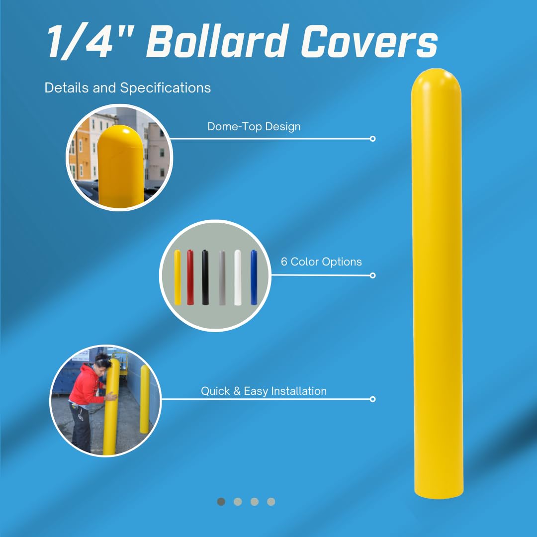 1/4" Yellow Safety Bollard Cover 6" x 60". Installation Tape Included with Dome Top Bollard Post Sleeve