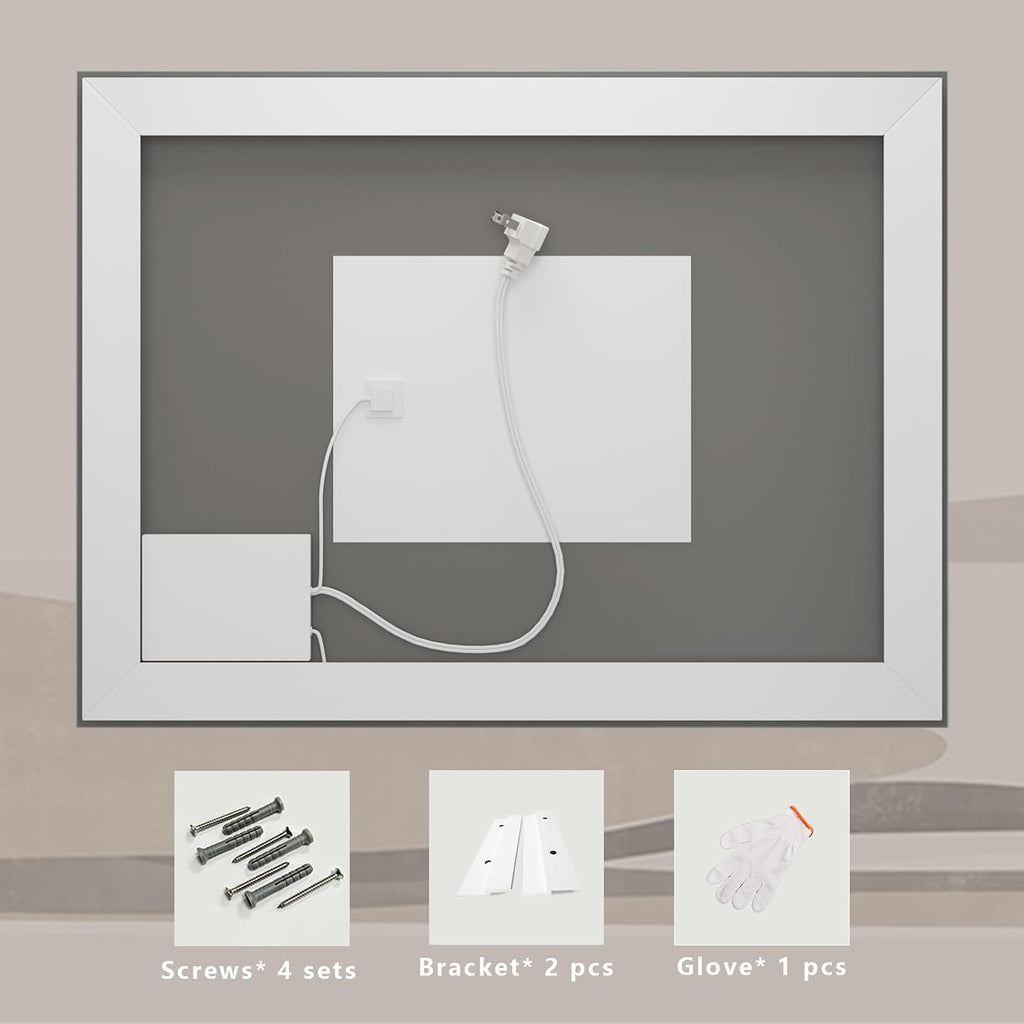 40x36 LED Lighted Bathroom Mirror for Vanity | Front Light and Backlit, Anti-Fog, Memory, 3 Color, Tempered Glass