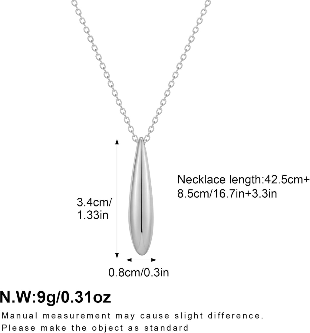 Gold Silver Pendant Necklace Women Dainty Cute Jewelry Long Tear Simple Necklaces