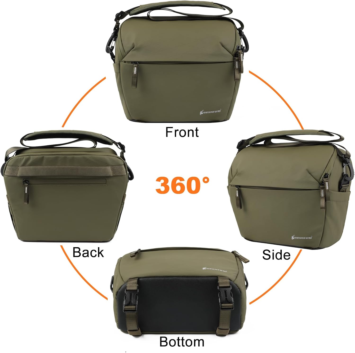 Camera Bag Crossbody Waterproof Sling Purse Case Small Photography Shoulder Messenger Bag Backpack with Tripod Holder