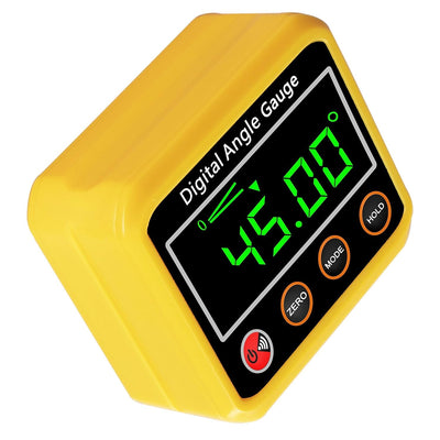 Magnetic Digital Angle Finder Protractor Inclinometer - Cube Digital Level Angle Gauge with Magnetic Base and Backlight - Precision Level Box for Woodworking, Construction, Machinery, Masonry (yellow)