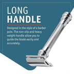 38C Double Edge Safety Razor - Bright Chrome, Extra Large Barber Pole Grip Brass Handle, Made in Germany