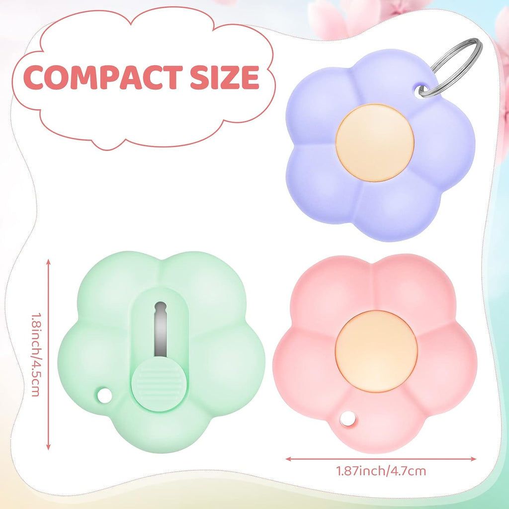 8 Pack Mini Box Cutter Retractable Flower Utility Knife, 3 Colors