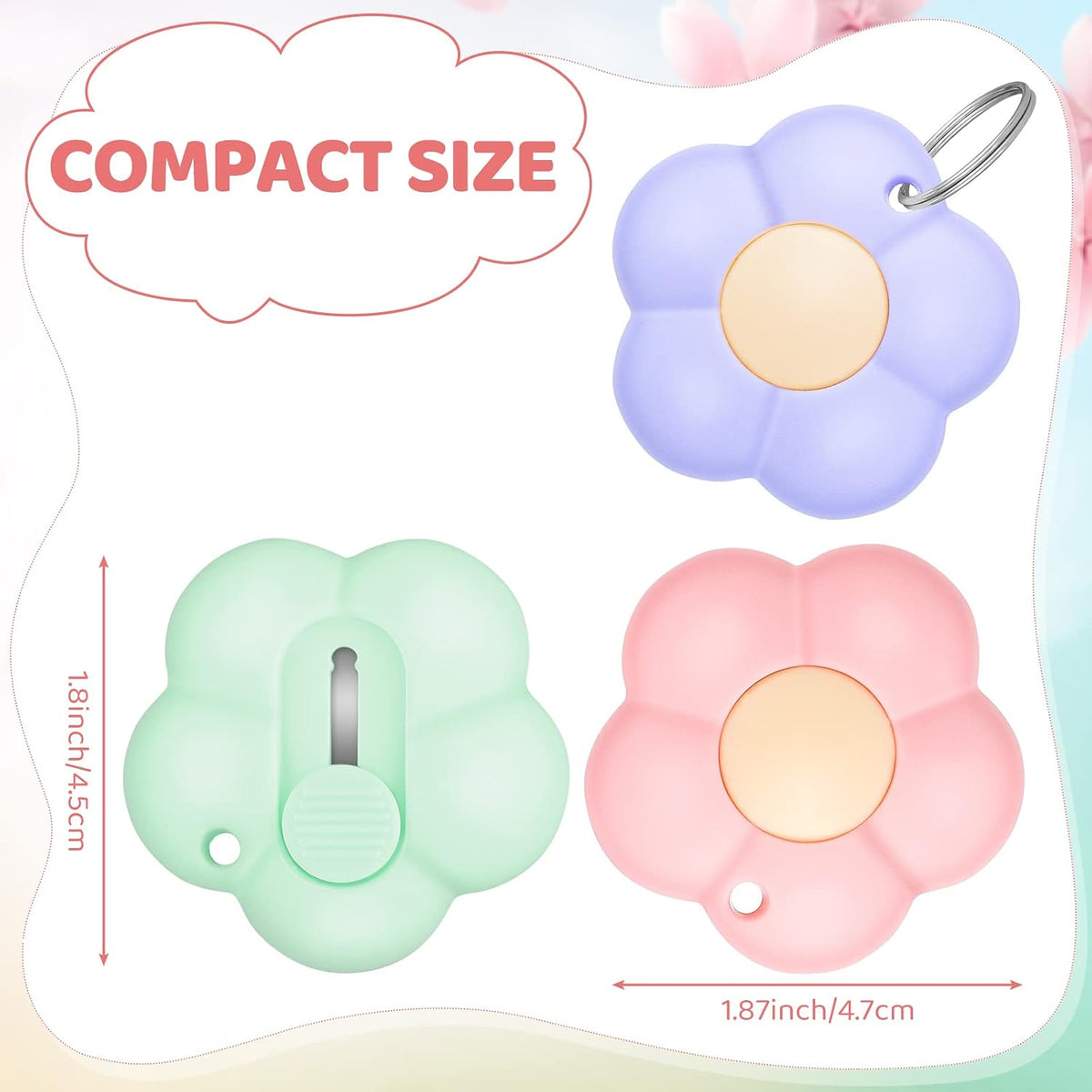8 Pack Mini Box Cutter Retractable Flower Utility Knife, 3 Colors