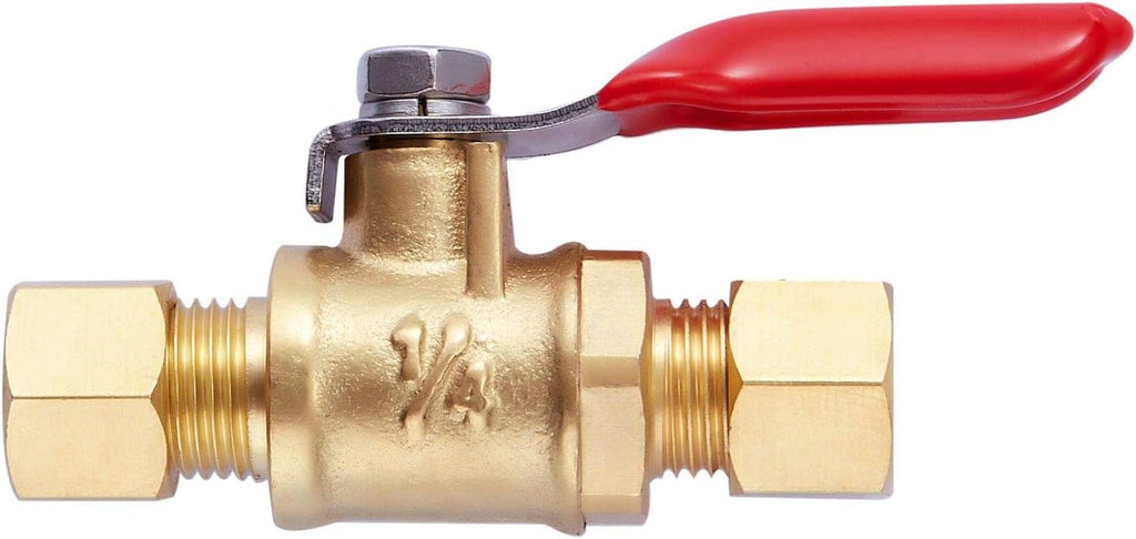 1 Pcs Lead-Free Brass Mini Ball Valve Shut Off Switch, 1/4 inch Compression