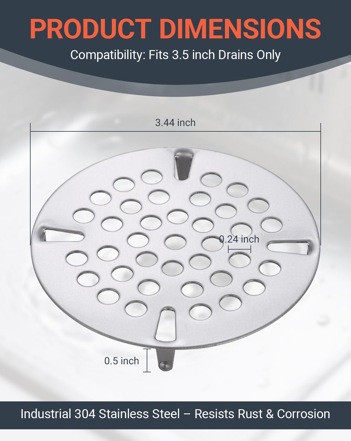 3-1/2" Mop Sink Drain Strainer for Commercial Sink Drain Cover
