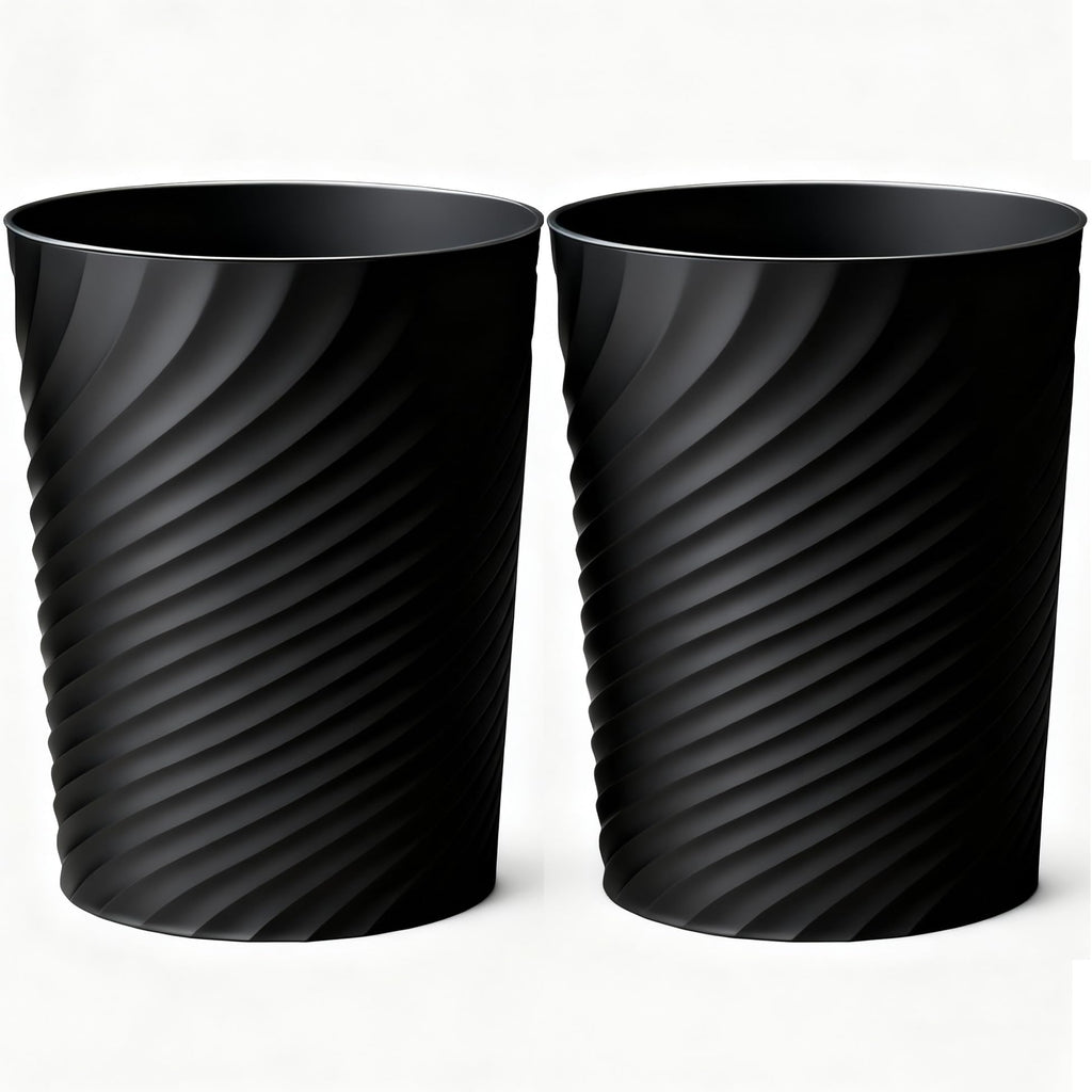 Bathroom Trash Can 1.8 Gallon Small Waste Basket Garbage Can for Bedroom Office Kitchen, 2 Pcak Black