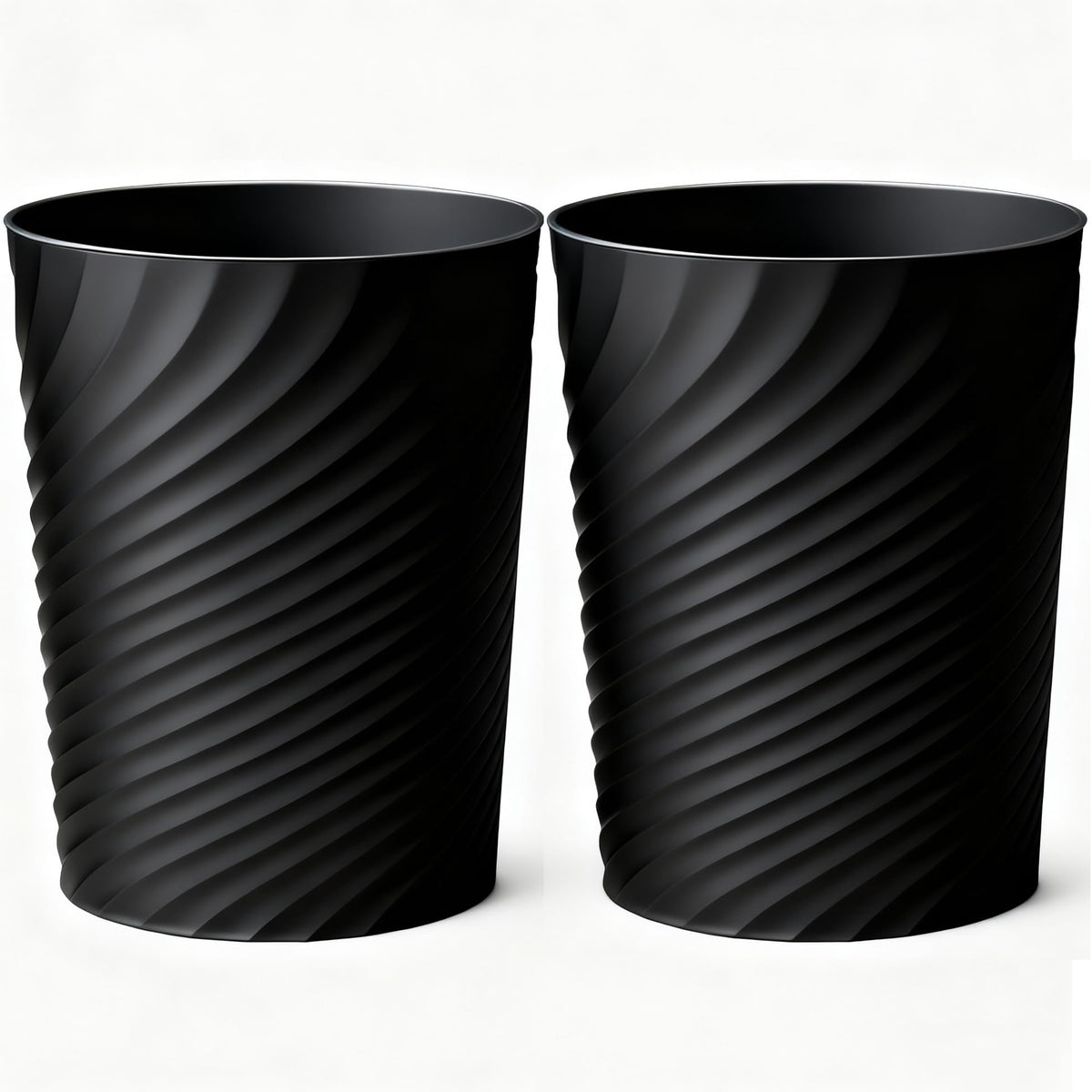 Bathroom Trash Can 1.8 Gallon Small Waste Basket Garbage Can for Bedroom Office Kitchen, 2 Pcak Black