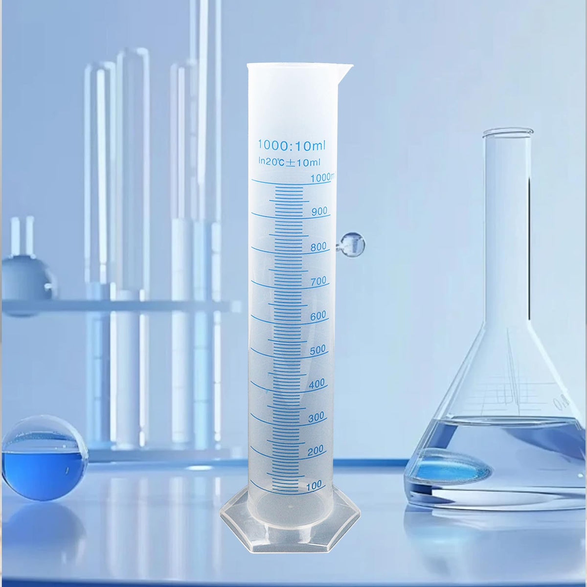 Geesatis 1 Pcs Plastic Graduated Measuring Cylinder 1000ml, Lab Supplies
